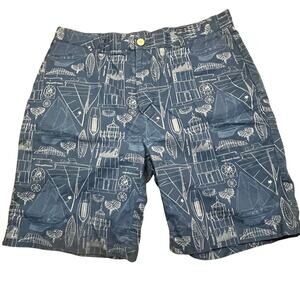 Vineyard Vines Nautical Print Shorts Mens 36 Sailboat Lighthouse Summer